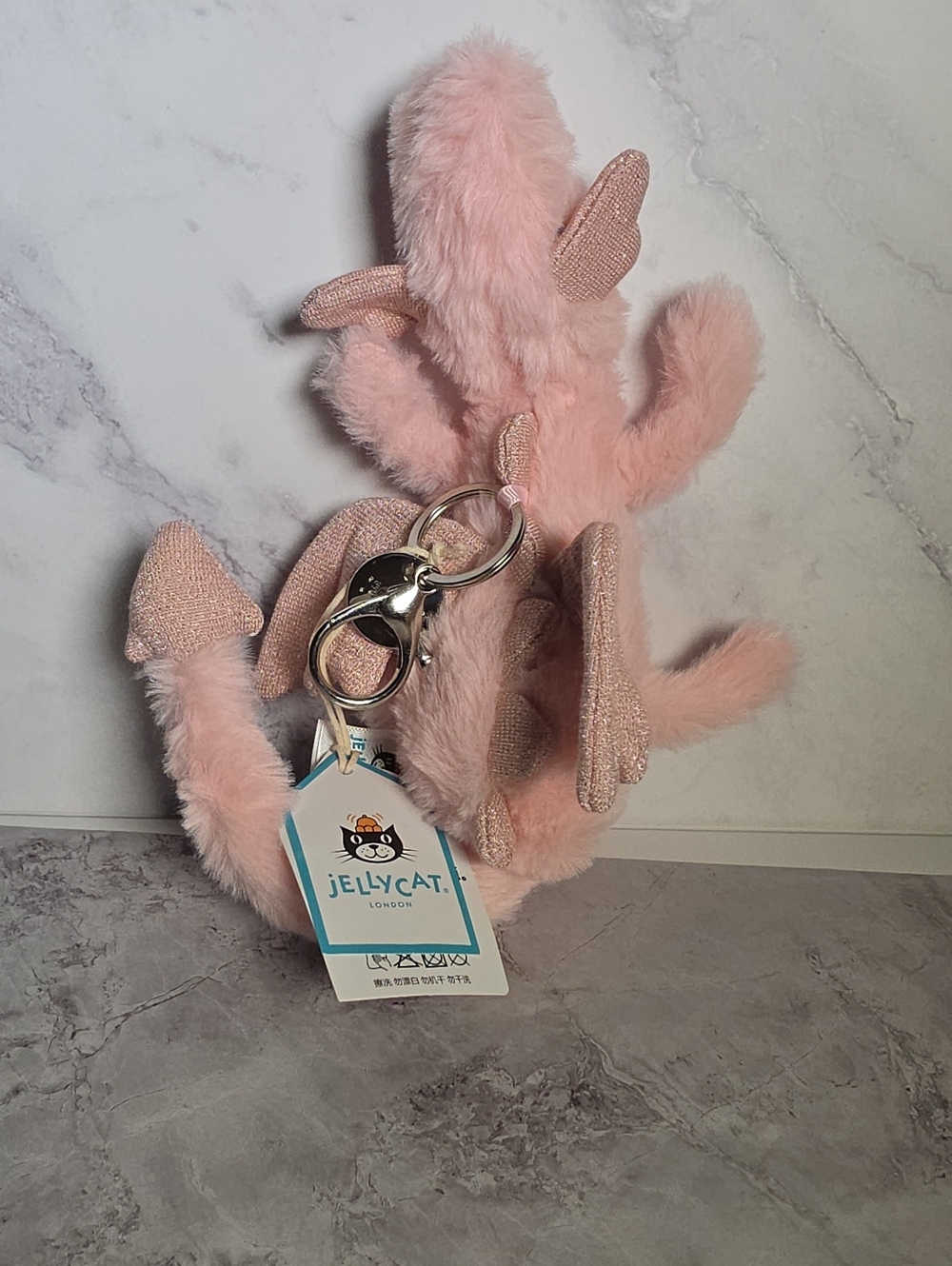 Jellycat Pink Plush Keychain - Soft Pink Bunny Charm